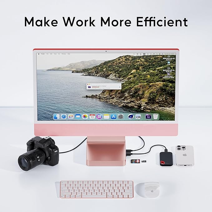 USB C HUB for iMac 24 inch 2021/2023, PULWTOP USB Hub Adapter iMac Accessories for M1/M3 with USB C 10Gbps 3*USB A SD/TF, Docking Station Support Expand M.2 SSD (Not Included), Color not for i.Mac M4