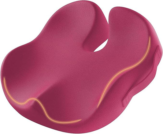 ProtoArc Seat Cushion, Office Chair Cushion for Sciatica, Coccyx Cushion, Ergonomic Memory Foam Seat Cushion for Car, Home, Pressure Relief Pad for Hip, Tailbone, All Day Comfort - Rose
