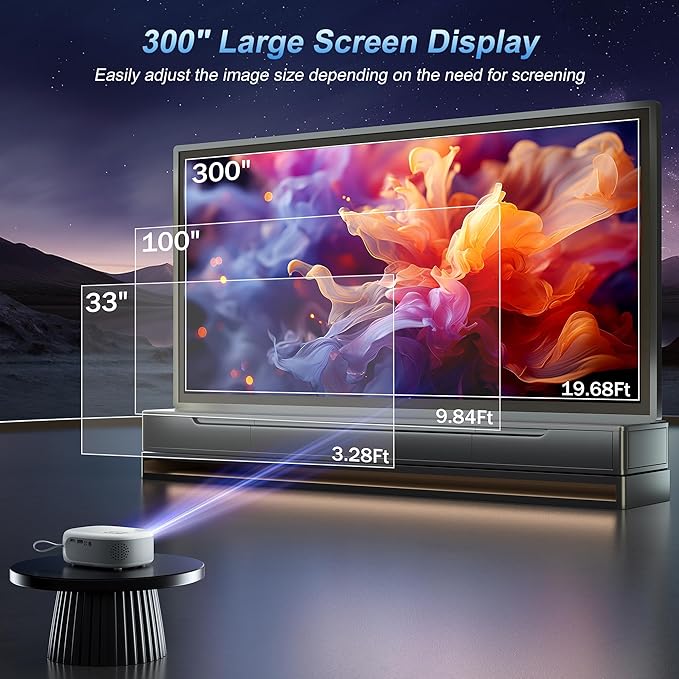 15000 Lumens Outdoor Movie Projector - Native 1080P HD Portable Projector with WiFi 6/Bluetooth 5.2, Compatible with iPhone, Android, Fire Stick, PS5, Xbox(USB-C Cable) ±15° Keystone