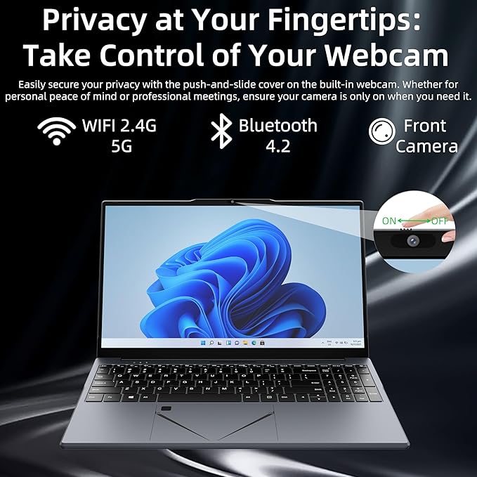 15.6" Laptop, Ryzen 5 3500U (Up to 3.7GHz) Quad-Core Processor, 16GB DDR4 RAM,512G NVMe SSD, Portable Notebook with Adjustable Touchpad & Privacy Webcam Switch (16+512G)