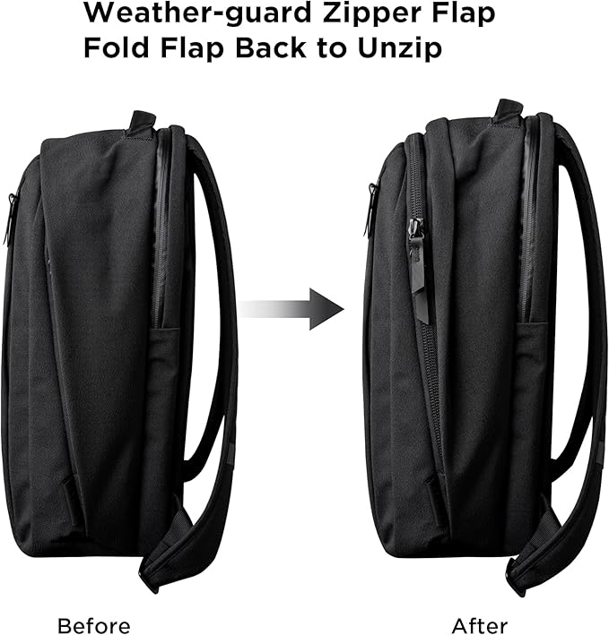 ALPAKA Metro Backpack Pro for Men 24L - Fits 15.6" Laptop Business Travel Backpack with YKK Zippers, MOD Key Leash & Luggage Pass-through, Durable Padded and Weatherproof Work Bag,Axoflux 600D (Black)