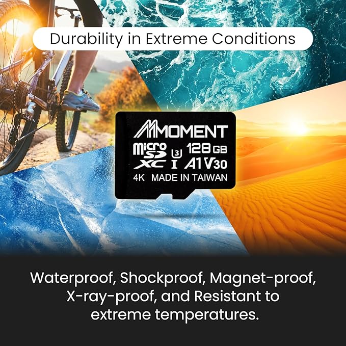 MMOMENT 128GB Micro SDXC Card, MM13 Jolly, A1, UHS-I, U3, V30, Class 10 Compatible, Read Speed Up to 100 MB/s,Write Speed Up to 40 MB/s, SD Adapter Included