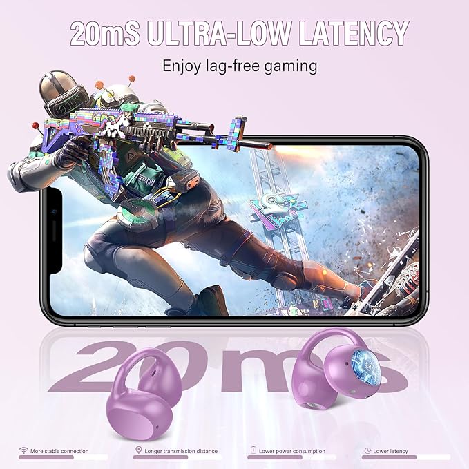 Open Ear Earbuds,Wireless Earbuds Bluetooth 5.4 Ergonomic Clip-On Ear buds, Bone Conduction Over The Ear Headphones 48H Playtime, Perfect Running Headphones for Sports IPX7 Waterproof Touch Controls