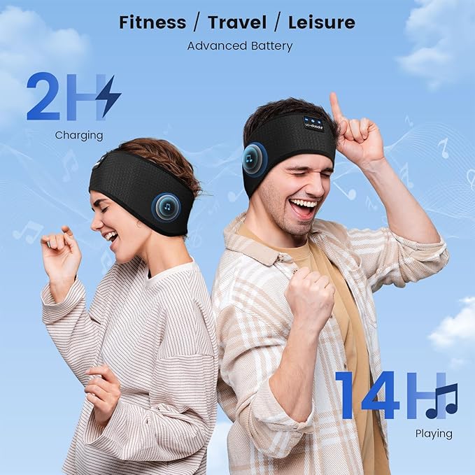 LC-dolida Sleep Headphones Bluetooth, Wireless Band Sleep Headphones Sleep with Thin HD Stereo Speakers Music Perfect for Side Sleepers, Sport,Travel Best Gifts for Men Women