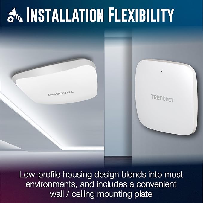 TRENDnet AX5400 Dual Band WiFi 6 PoE+ Access Point, TEW-925DAP, 1 x 2.5GBASE-T PoE+ LAN Port, OFDMA and MU-MIMO Technology, 4804Mbps (5Ghz), 573Mbps (2.4Ghz), WPA3 Ecryption, White