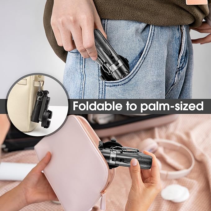 Magnetic Tripod for Phone,2 in 1 for Magsafe Stand＆ Clip Portable Pocket Size Selfie Stick for Android/iPhone,Phone Holder with Wireless Rechargeable Remote Control for Photography, Live Streaming