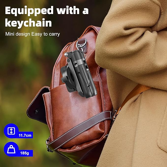 for Magsafe Tripod Stand for iPhone,Portable Pocket Size Selfie Stick with Rechargeable Remote and Metal Ring,Extendable Detachable Cell Phone Tripod Compatible with iPhone/Android