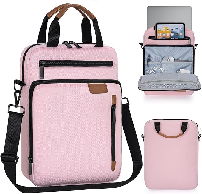 13.3-14 Inch Laptop Sleeve Bag, Padded Carrying Case for MacBook Pro M3/M2 14" /13", MacBook Air 13.6" M3/M2 2024/2022, Surface Pro AI PC/9/8 13",Protective Bag with Accessory Pocket, Pink