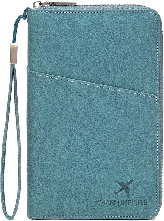 Family Passport Holder Wallet RFID Blocking Zippered Passport Wallet,Women and Men Travel Wallet Ladies Passport Cover