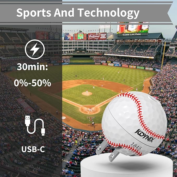 USB C Charger Block 20W，Creative Golf Ball Type C Wall Charger，GaN III Power Adapter with UL Certified，Fast Charging for iPhone 16/15 Series, Galaxy, Google Pixel,iPad,AirPods