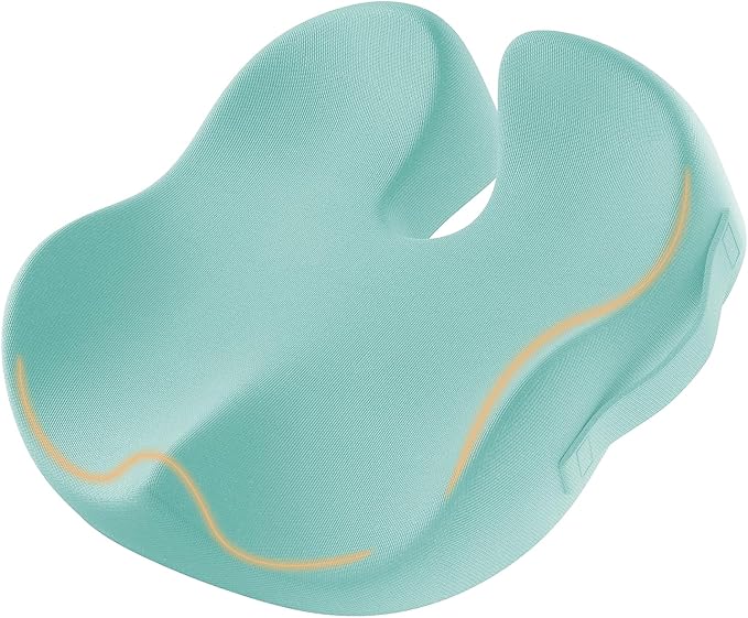 ProtoArc Seat Cushion, Office Chair Cushion for Sciatica, Coccyx Cushion, Ergonomic Memory Foam Seat Cushion for Car, Home, Pressure Relief Pad for Hip, Tailbone, All Day Comfort - Mint Green