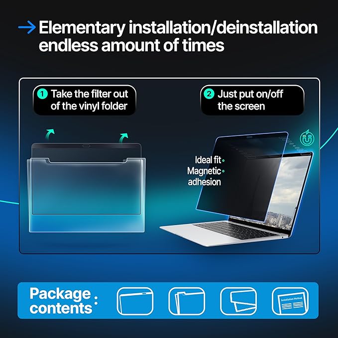 Magnetic Privacy Screen Compatible with MacBook Air 13" 2018, 2019, 2020, 2021, M1 Anti-Blue Light Laptop Screen Protector Filter Blue Light Blocking Filter