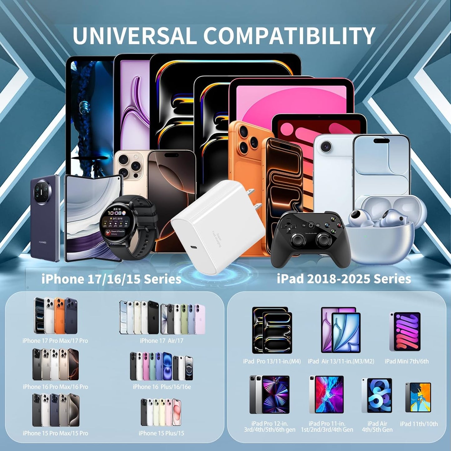 USB C Charger for iPhone 17 Pro Max,2Pack 45W USB-C Super Fast Charging Wall Charger Block Power Adapter with 6FT Type C USBC to C Cable for iPhone 17/17 Pro/17 Pro Max/Air/16 Plus/16/15,Galaxy