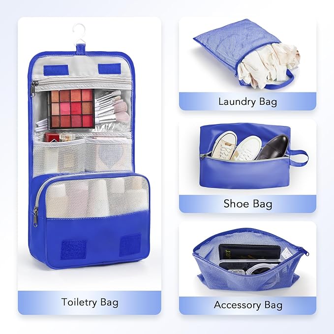 8 Set Compression Packing Cubes for Travel Essentials,Compressible Expandable Packing Cubes for Suitcase,OlarHike Luggage Organizer Bags for Travel,Handy Helper for Organizing Clothes(Klein Blue)