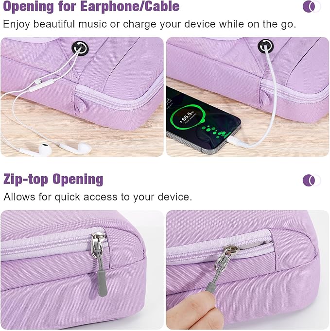 MoKo 9-11 Inch Tablet Sleeve Bag, Fits 11 inch iPad Air M3, iPad A16 2025, Pro 11 M4, 10/9/8/7th, Tab S8/S9 11, Multifunctional Bag with Shoulder and Headphone Port, Purple