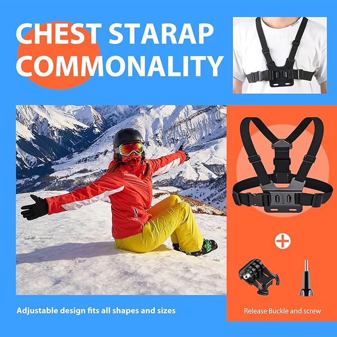 HONGDAK 70in1 Upgrade Action Camera Accessories Kit Compatible with GoPro Hero 13 12 11 10 9 8 7 6 5 4 3 3+ Max 11 mini Insta360 X5 X4 X3 X2 GO3 DJI Osmo Action 4 3 AKASO Sony Sports DV