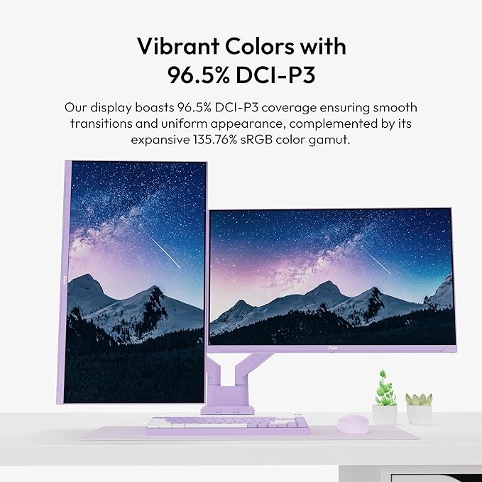 Pixio PX278 Wave Purple 27 inch 180Hz Refresh Rate QHD 1440p Resolution Fast IPS Panel 1ms GTG Response Time Purple Gaming Monitor with Adaptive Sync