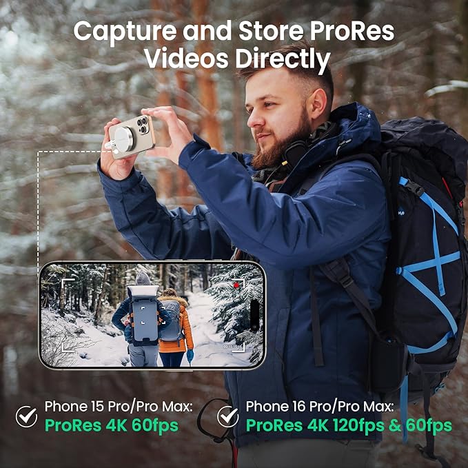 1TB Magnetic Portable SSD, External Solid State Drives with USB-C 3.2 Gen 2x2, Speed Up to 2000MB/s, Compact & Durable, Compatible with iPhone 15/16 Series and Other USB-C Devices, White