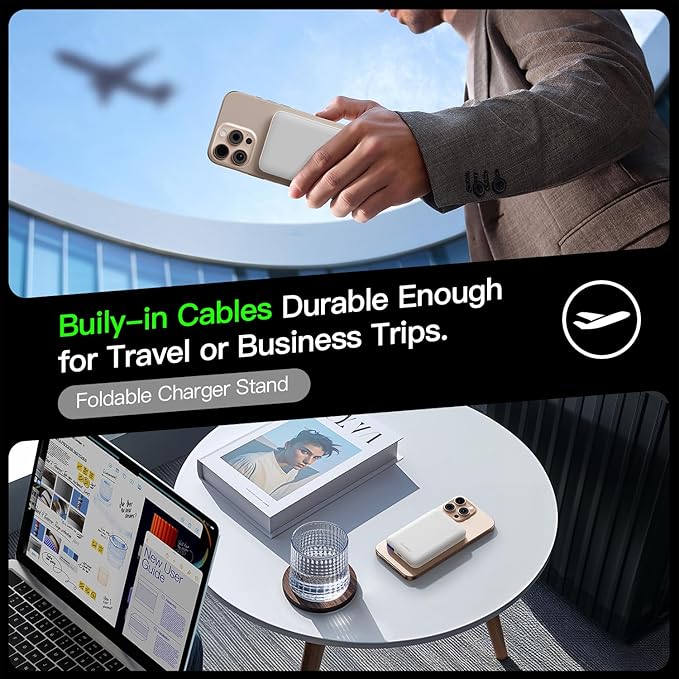 2025 Magnetic 15W Power Bank for iPhone,5000mAh Magsafe Battery Pack with 20w Fast Charging,Slim Magsafe Power Bank in&Out,with LED Display,Wireless Portable Charger for iPhone 16/15/14/13/12 Series