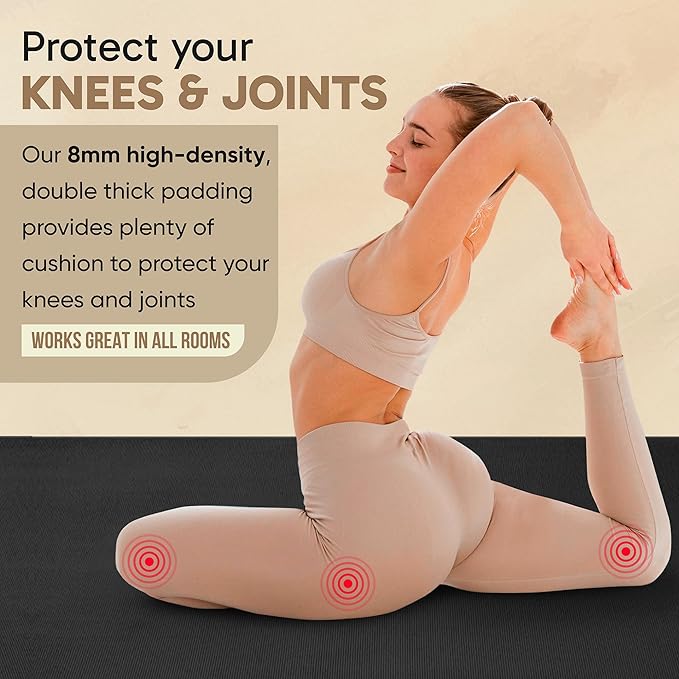 Gorilla Mats Premium Extra Large Yoga Mat – 9' x 6' x 8mm Extra Thick & Ultra Comfortable, Non-Slip Barefoot Exercise Mat – Works Great on Any Floor for Stretching, Cardio or Home Workouts