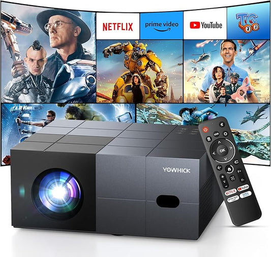 [Netflix Officially/1000 ANSI/Dolby Audio]Smart Projector with WiFi 6 and Bluetooth 5.3, 4K Outdoor Movie Projector, Electric Focus & AI Auto Keystone Portable Native 1080P Proyector (Grey)
