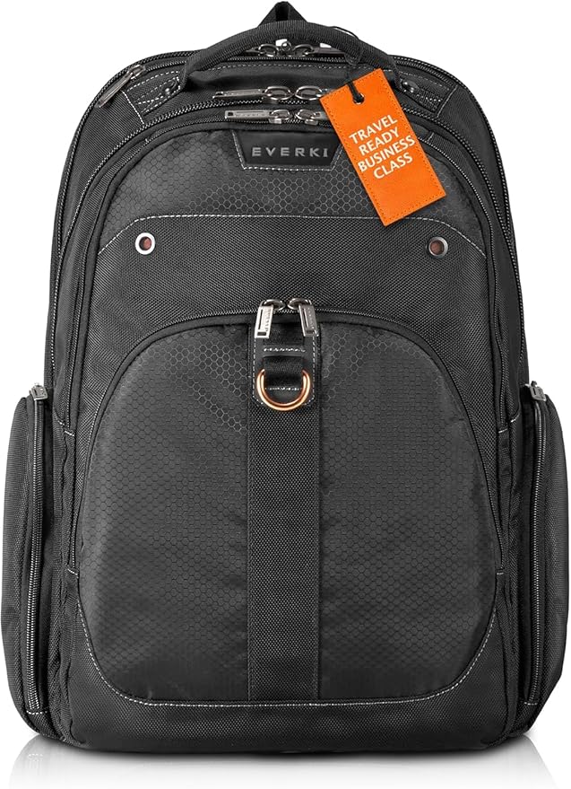 EVERKI 32L Atlas Business Laptop Backpack – Adjustable Compartment for Work, Travel-Friendly Business & Office Backpack for Men & Women, College, Durable Computer Bag, Fits 13"-17.3", Black