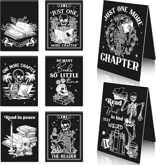 Skeleton Coffin Magnetic Bookmark - 8 Pcs Gothic Skeleton Magnetic Bookmarks Skull Horror Book Mark Magnets Page Marker Clip Gift for Book Lovers Students Teacher School Reading Book Marks