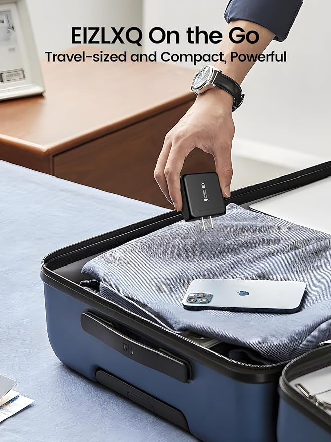 USB C Charger Block,EIZLXQ [2-Pack] Type C Charger Fast Charging,50W 5-Port Usb Wall Charger Multiport Type C Charging Block Cube for iPhone 17/16/15/14/13/12/11 Pro Max XS, iPad, Samsung & More-Black