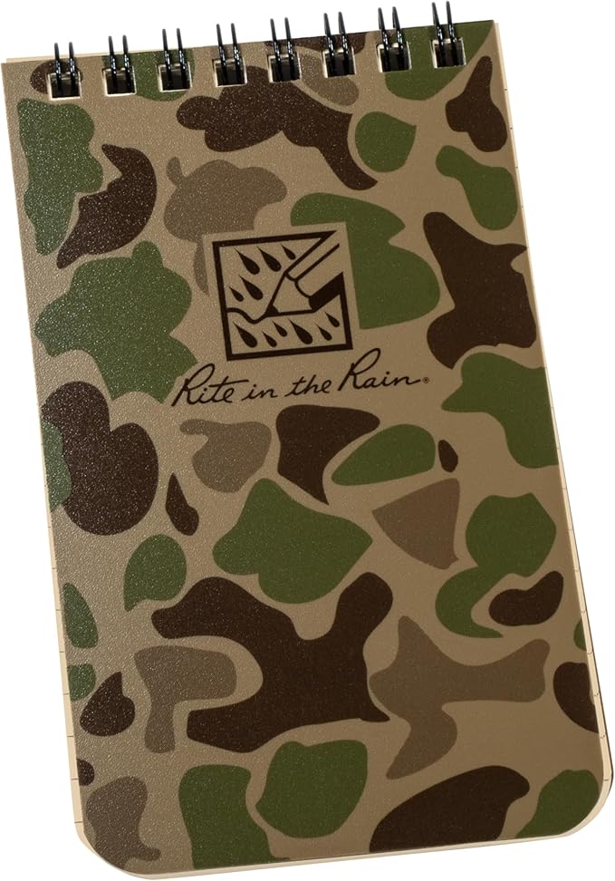 Rite in the Rain Weatherproof Top Spiral Notebook, 3" x 5", Duck Camo Cover, Universal Pattern, 3 Pack (No. DC935T-3)