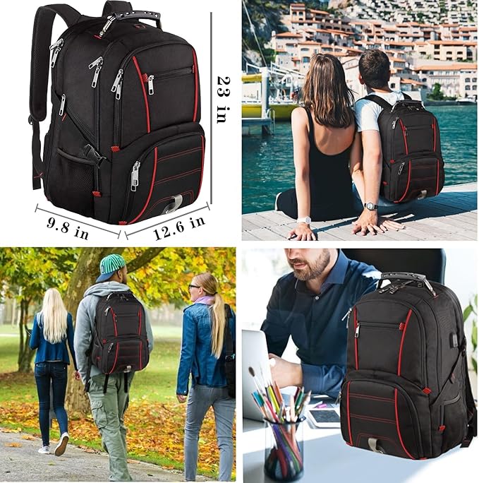 LTINVECK Travel Laptop Backpack, Extra Large Backpack for Men Women with USB Charging Port, TSA Friendly Heavy Duty Big Business Computer Backpacks Bag Fit 17 Inch Laptops, RFID Backbag