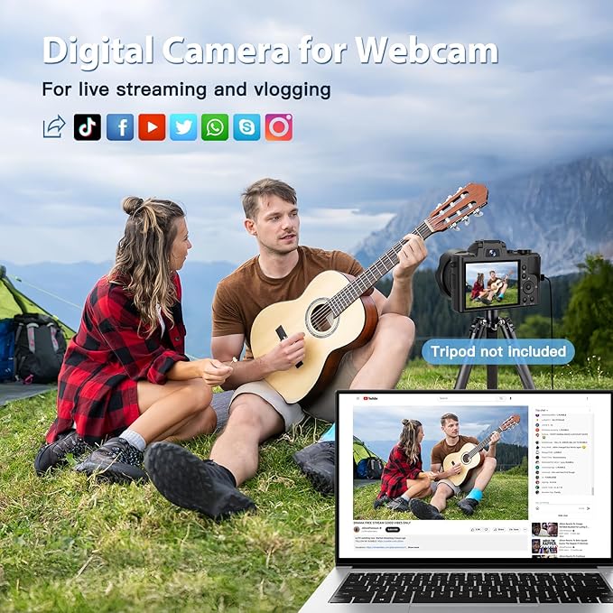 8K Digital Cameras for Photography Autofocus, WiFi 88MP Vlogging Camera with Dual-Lens, Flash, 16X Digital Zoom, Touch Screen, Travel Camera Anti-Shake with Lens Hood, 64GB Card,2 Batteries