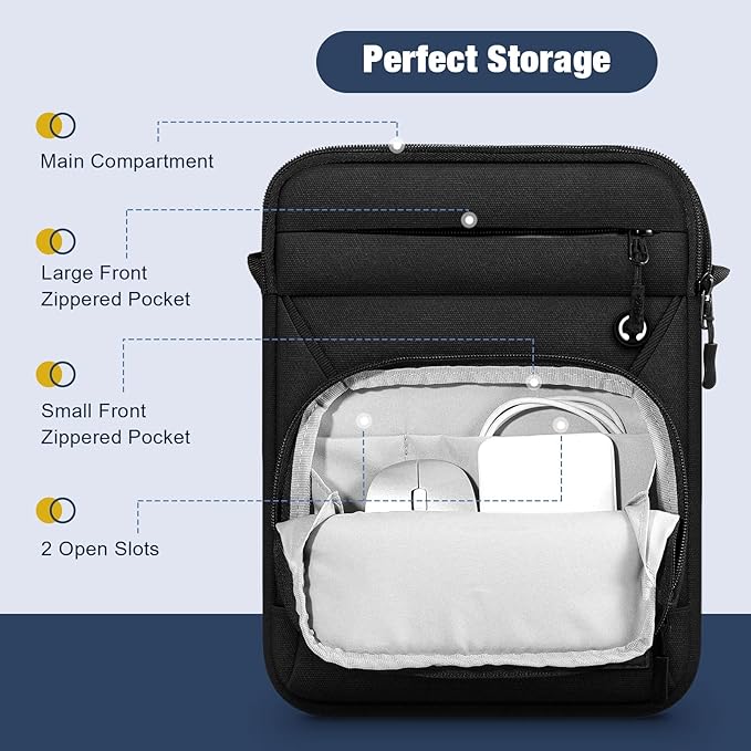 MoKo 12.9 Inch Tablet Sleeve Bag, Fits 13 Inch New iPad Pro M4 & Air M2 2024, iPad Pro 12.9 inch M2&M1, Galaxy Tab S9/S8 Plus 12.4", Multifunctional Bag with Shoulder and Headphone Port, Black