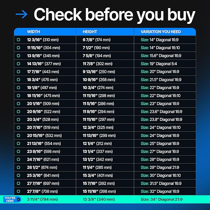 VINTEZ 34 Inch 21:9 Privacy Screen for Computer Monitor and Laptop - Anti Glare Protector Film Blue Light Filter Eye Protection - Computer Screen Privacy Shield, [1 Pack]