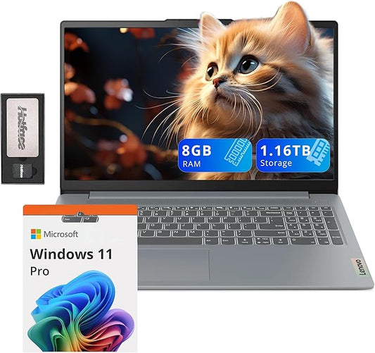 Lenovo IdeaPad Slim 3i 15.6" FHD Laptop, Intel i3-N305, 8GB LPDDR5, 1.16TB Storage (1TB SSD + 160GB Docking Station Set), Intel UHD Graphics, Numeric keypad, Dolby Audio, Wi-Fi 6, Win 11 Pro, Gray