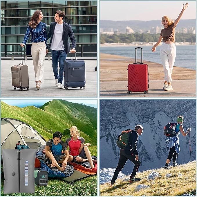 2025 Vacuum Bags for Travel with See-Through Window & 5KPa Pump Space Saver Vacuum Seal Bags for Clothing Travel IP67 Reusable Packing Organizers for Luggage, Backpack, Suitcase Grey 2PC+Pump