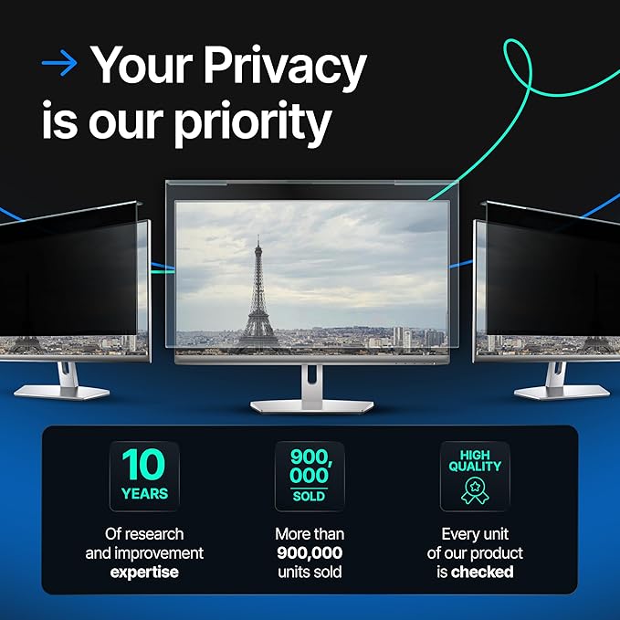 Universal Acrylic 23, 23.6, 23.8, 24 Inch Computer Privacy Screen Filter for Widescreen Computer Monitors - 21.2" x 13.4" (541 x 342 mm) - Monitor Frame Hanging Type