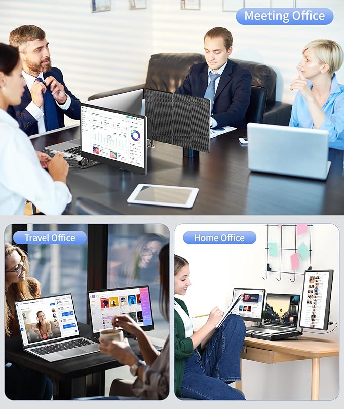 Laptop Screen Extender, Detachable Screen-14 FHD 1080P Triple Portable Monitor, Monitor Extender Upgrade Cooling Base Laptops, Plug and Play, Compatible with Windows, Mac, Chrome