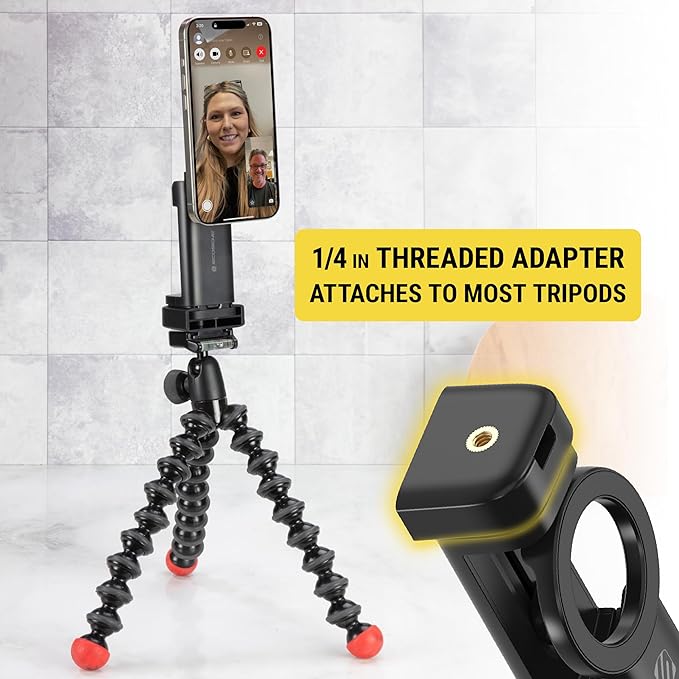 Scosche SMSTRVL MagSafe Airplane Phone Holder Mount, Magnetic Cell Phone Stand for Desk, Tray Table, Seat Back or Tripod, Plane Travel Essentials for Flying Compatible with iPhone 16/15/14/13/12