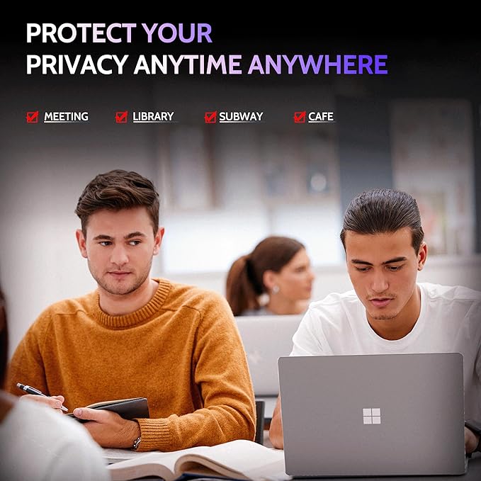 Privacy Screen for 15 Inch Surface Laptop 7, MagicSuction™ Removable Anti Spy Black Protector, Glare Blue Light Filter for Microsoft Laptop Computer Monitor