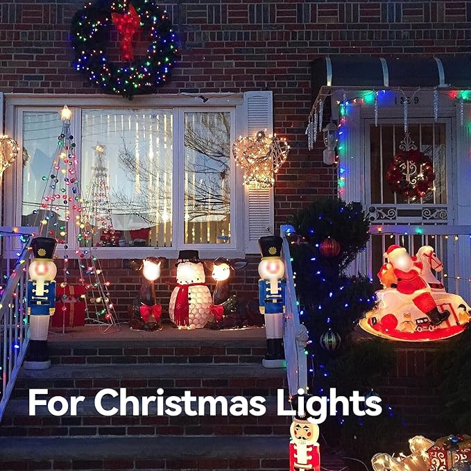 addlon 50FT Black Outdoor Extension Cord with Mutil Outlets Evenly Spaced 6 Outlets 16/3 SJTW Weatherproof Power Cable for Indoor Outdoor Christmas Halloween with Indicator Lights ETL Listed