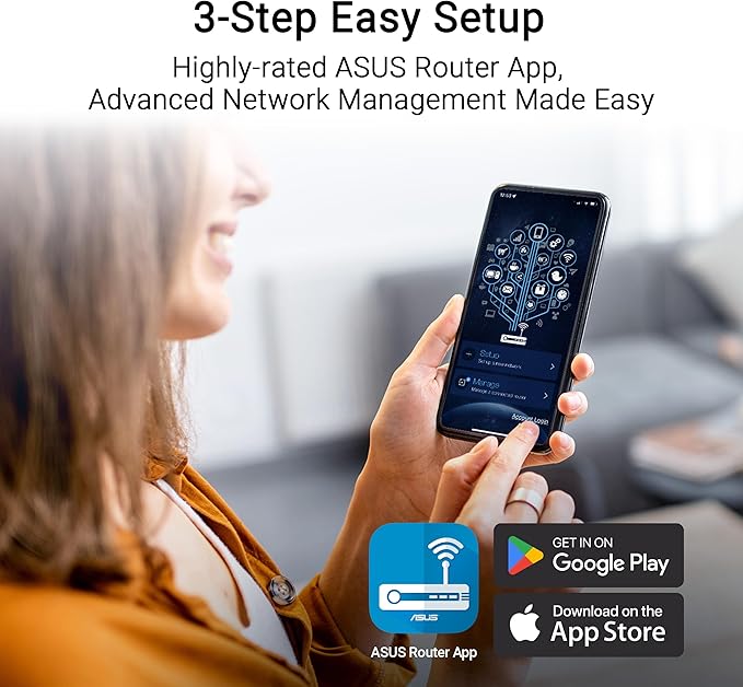 ASUS RT-BE58U WiFi 7 BE3600 AiMesh Extendable Router, 4K-QAM, MLO, AI Detection 2.5G Port, Four 1G Ports, Commercial-Grade Network Security, Parental Control, IoT Network, Kid’s Network, VPN Network