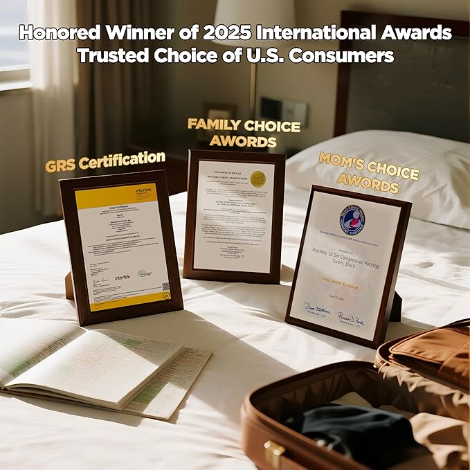 2 Set Compression Packing Cubes for Travel Essentials,Compressible Expandable Packing Cubes for Suitcase,OlarHike Luggage Organizer Bags for Travel,Handy Helper for Organizing Clothes(Beige)