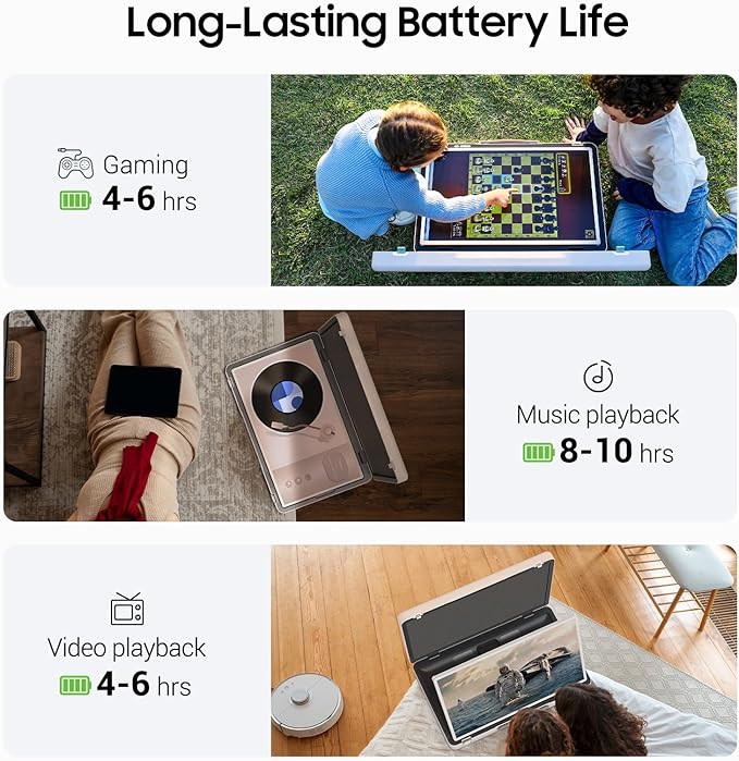 apolosign packgo 27-Inch Portable Entertainment System, Compact Suitcase Design Smart TV, Android OS, Bluetooth 3D Speakers, Built-in Battery 6H, Briefcase Screen Perfect for Travel & Parties (White)