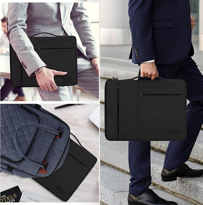 Laptop Sleeve Case 15-15.6 Inch Waterproof Business Computer Carrying Case Portable Handle Briefcase Bag Compatible with 15.6 Inch MacBook Air/Pro 15-15.6 Inch HP Samsung Notebook Black