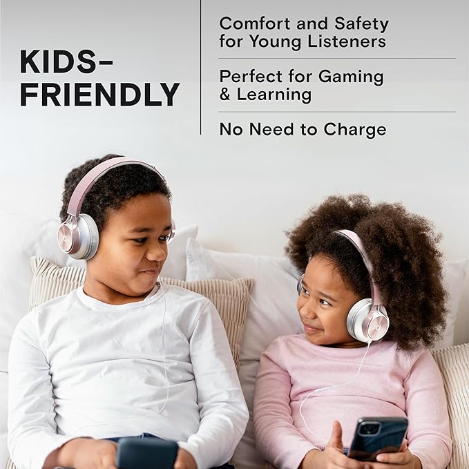 ARTIX CL750 Wired Headphones with Mic & Volume Control — Noise Isolating On-Ear Headphones for Computer and Laptop Wired, Plug in Corded Headphone Over Ear with Wire (Foldable, Aux Jack 3.5mm)