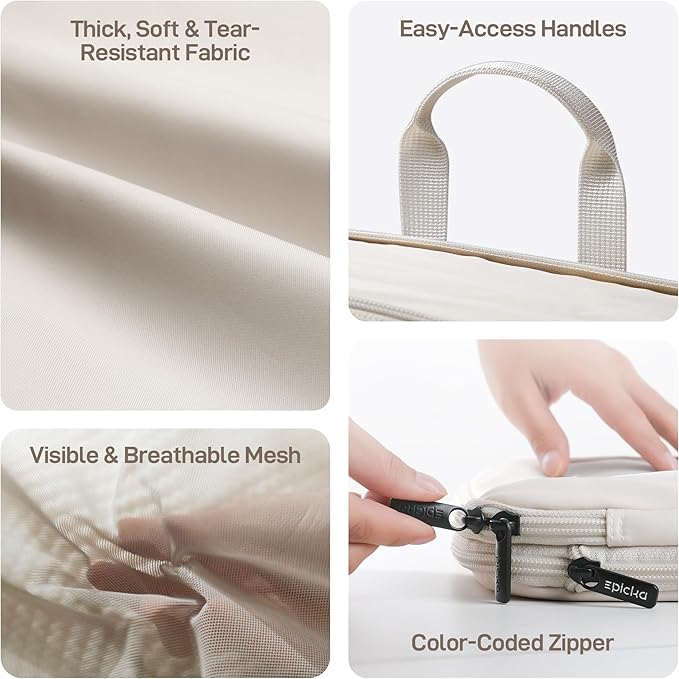 EPICKA TripCozy Compression Packing Cubes - 4 Set Durable Travel Organizer Bags with Mesh Top, Expandable Travel Accessories for Carry on, Luggage, Suitcase, Backpack (Beige)
