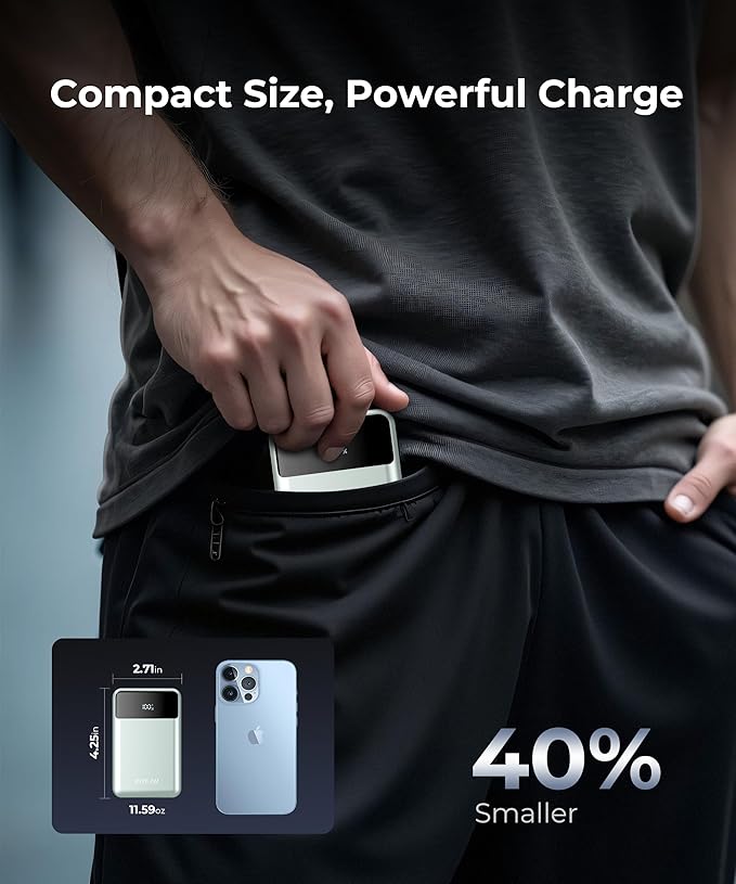 Portable-Charger-Power-Bank Travel Essentials Battery Pack USB C 30000mAh Built in Cable 22.5W Phone Fast Charging Powerbank Compatible with iPhone 16 15 14 13 12 11 iPad Samsung Google (Green)