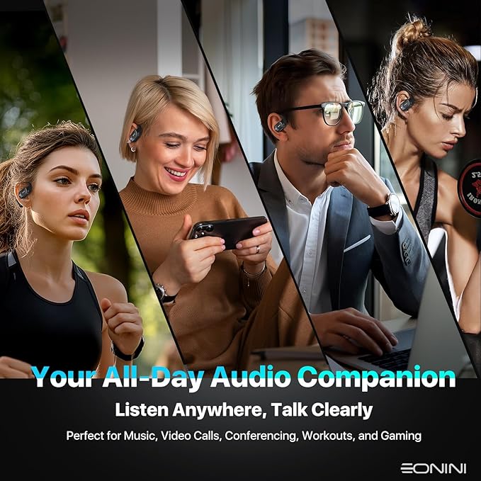 2025 Open Ear Earbuds Wireless Bluetooth Headphones, Earhook Sports Earphones with Mic, 40Hrs Playtime, Smart Digital Display, IPX5 Waterproof for Running, Gym, Cycling(Black)