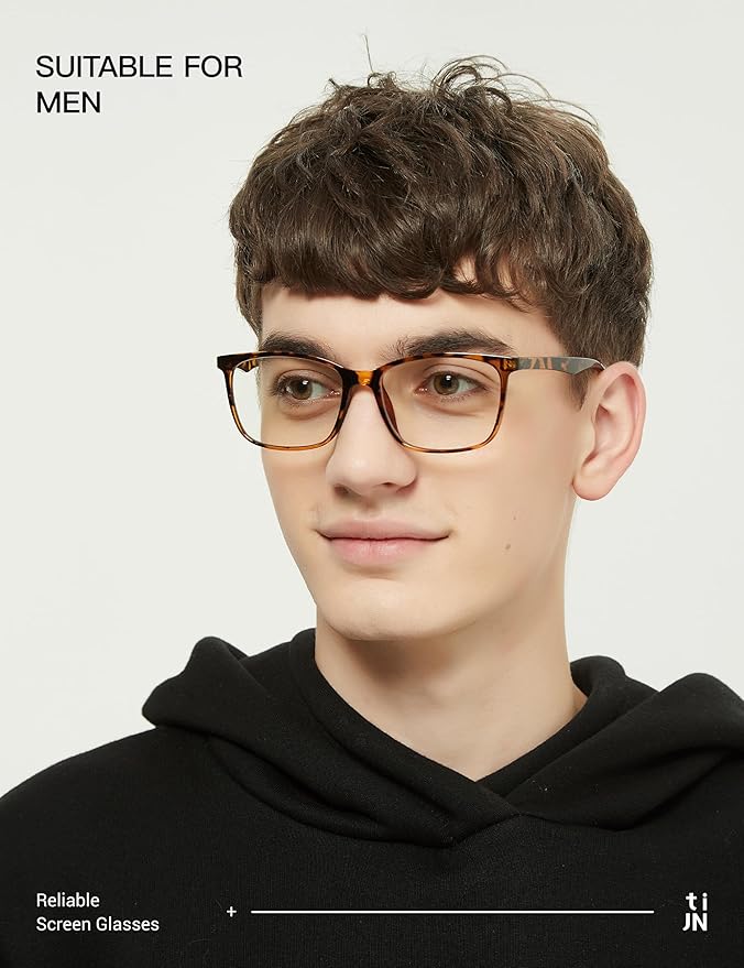 TIJN Blue Light Blocking Glasses for Women Men TR90 Frame Square Nerd Eyeglasses Anti Blue Ray Computer Screen Glasses