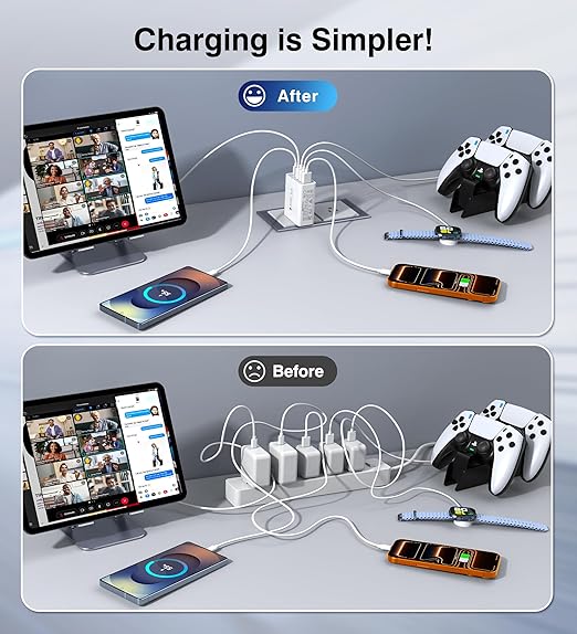 60W Fast Charger Block,2-Pack USB C Wall Charger,5-Port Dual 30W PD Charging Adapter+QC 3.0 Wall Plug Multiport Total power 60W Type C Charging Cube Brick For iPhone 17/16/15/14/13/Pro Max,iPad,Galaxy